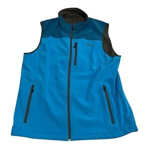 LL Bean blue soft shell fleece-lined windbreaker vest